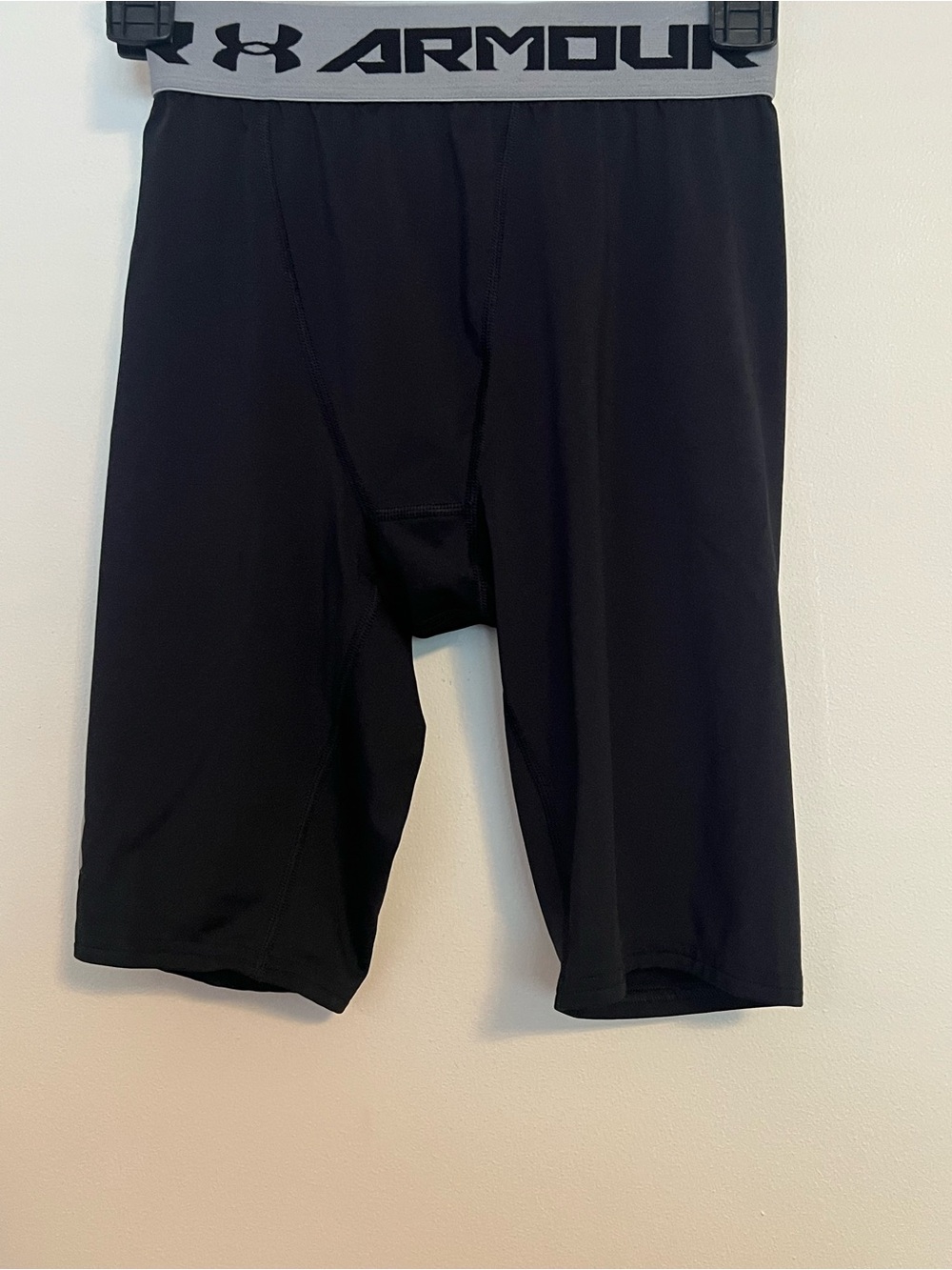 Under Armour Black Performance Compression Shorts with Gray Logo Waistband